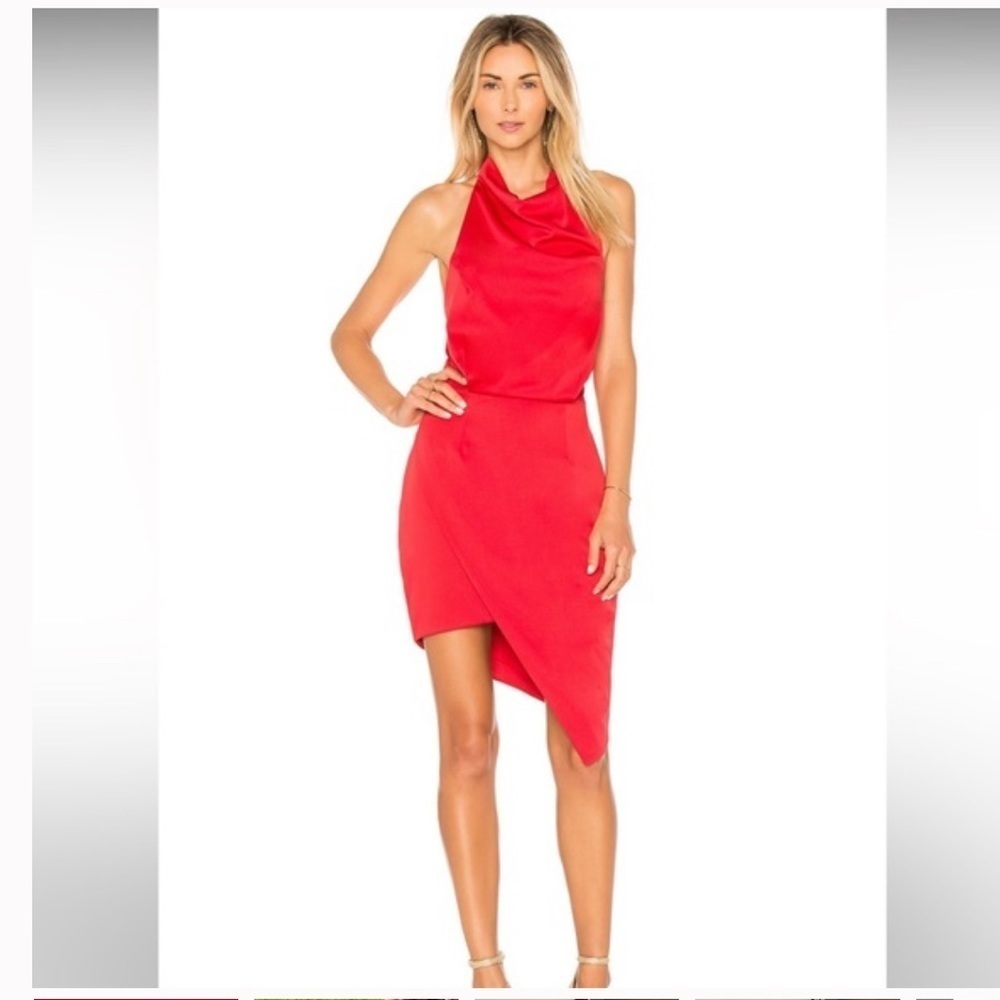 Elliatt Red Asymmetrical Halter Dress